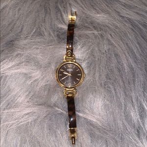Small brown and gold marble Fossil watch